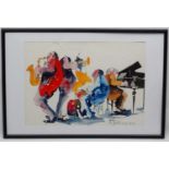 Leopold Meiersdorff (1934-1994), Pen ink and watercolour, Rag time Jazz band, Signed,