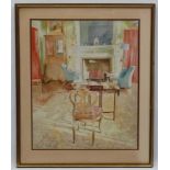 Richard Akerman (1942), Watercolour, The Reading Room, Signed lower left, 19'' x 15 1/2''.