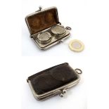 A 19thC leather and nickel plate sovereign / half sovereign purse with hanger.