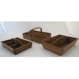 3 various cutlery trays including pine, wicker etc examples.