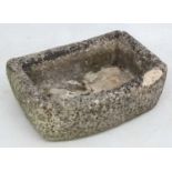 Garden and Architectural Salvage : a 19 thC re-constitued stone bow front trough ,