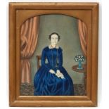 XIX English School, Watercolour in arched shaped mount, Portrait of seated lady, 10 3/8 x 8 3/8".