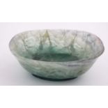 A green crystal carved hardstone bowl 7 1/4" wide CONDITION: Please Note - we do