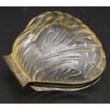 A rock crystal / glass dish formed as a scallop shell of hinged form having silver gilt mounts and