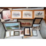 Quantity of assorted pictures to include a print of the single express locomotive midland Railway
