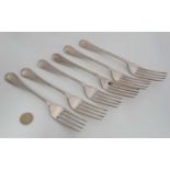 A set of 6 old English pattern silver plated table forks CONDITION: Please Note -