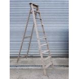 Salvage :An early - mid 20 thC pair of wooden fruit picking Steps / Ladders with wide base and