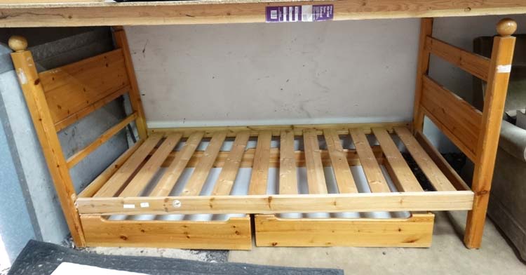 Pine single bed together with under drawers CONDITION: Please Note - we do not make - Image 2 of 2
