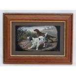 SPA XX, Oil on plastic panel, Setter dogs working , Signed lower right, 5 1/4 x 9 1/8",