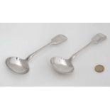 2 silver plated fiddle pattern sauce ladles CONDITION: Please Note - we do not