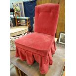 Red upholstered nursing / bedroom chair CONDITION: Please Note - we do not make