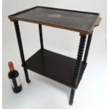 Small ebonised side table / drinks table with painted top CONDITION: Please Note -