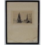 Indistinctly Signed Scottish School , Dry point etching, 'Evening on the Clyde ' ,