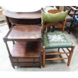 Tray top bedside / lamp table and single ladder back chair CONDITION: Please Note -