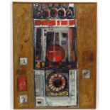 Martin Dutton c.1970 SWA, Oil on Board , Abstract, Troika vase, Inscribed and bears label