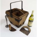 Kitchenalia : A Housemaids wooden box with lift out tray to top together with 2 vintage herb