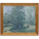 Follower of Sir Alfred Munnings P.R.A., Oil on board, The Otter Hunt, 19 3/4 x 23 3/4".