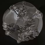 A large Art glass dish / charger with frosted and clear glass foliate decoration approx 15" wide