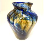 A late 20thC Hartley Wood glass vase of lobed form with seal mark stamp to pontil marked 'H 1892 -