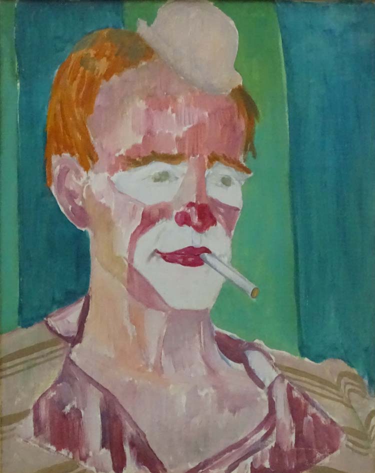 Charles William Farley (1892-1976), Oil on canvas, Portrait of a clown, Ascribed verso. - Image 4 of 5