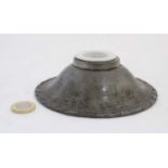 Decorative Metalware : An Arts and Crafts inkwell by Hugh Wallace of cylindrical domed shape with