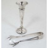 A miniature silver bud vase hallmarked 1989 maker Harrison Brothers & Howson Ltd.