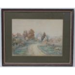 J Allan Shuffrey (1859-1939), Watercolour, A Cotswold village, Signed lower left. 10 1/8 x 14