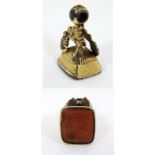 A rolled gold pendant 19 thC Fob seal with engraved Cornelian stone under having intaglio image of