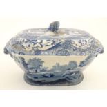 An early 20thC transfer printed Copeland Spode 'Italian' pattern , blue and white soup tureen and