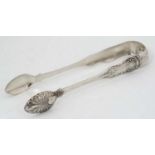 Victorian Scottish silver sugar tongs hallmarked Glasgow 1841 maker by Alexander Coghill .