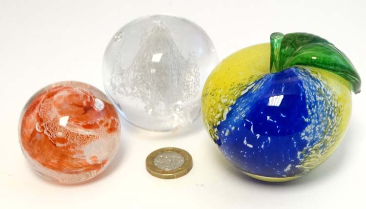 3 various Art glass paperweights, one marked Hadleigh P80, - Image 2 of 11