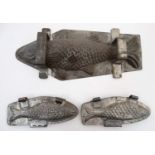 Kitchenalia : Three late 19thC / early 20thC French chocolate / mousse moulds of fish ( ichthyoid )