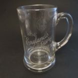 Advertising ware : A glass pint mug etched Pint GR 323 CCC ' Use " Englands Glory" Matches'