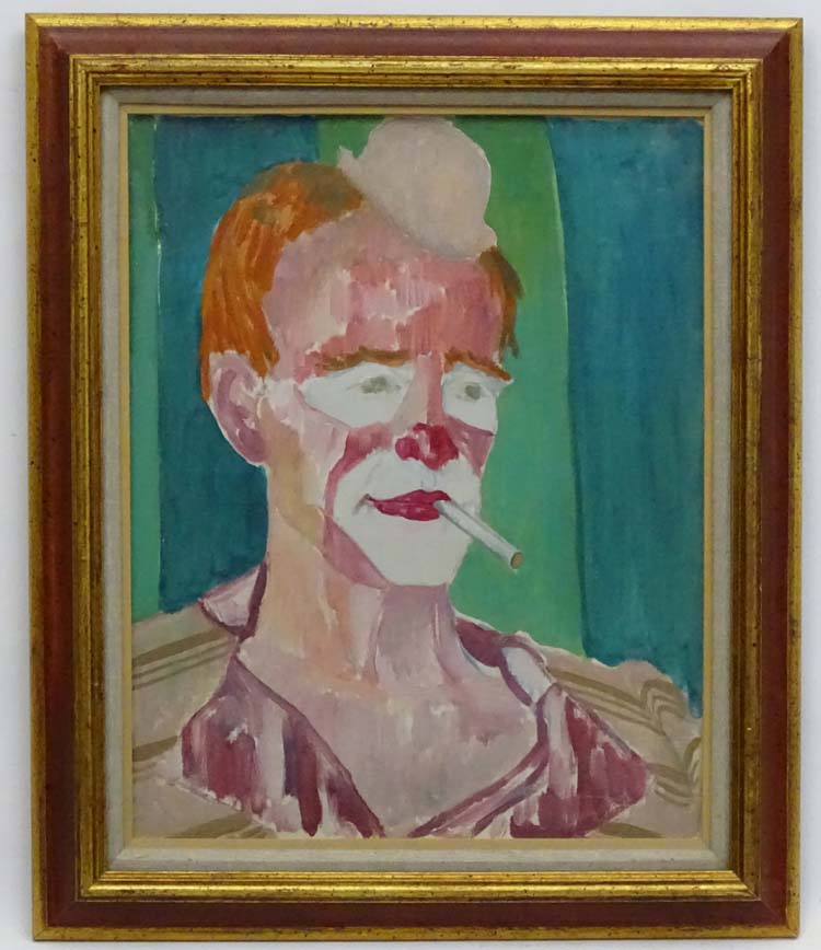 Charles William Farley (1892-1976), Oil on canvas, Portrait of a clown, Ascribed verso.