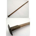 Dressmaking / Taylor's tool : a rare antique shaped wooden and brass Skirt / Hem measure ,