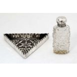 A cut glass small scent / perfume bottle with silver top hallmarked Birmingham 1904 maker A.B & Co.2