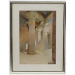 Frederick F Ogilvie, Egyptian School, Watercolour, Columns at Philae, Egypt 1902,