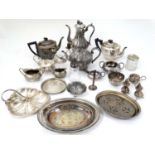 Assorted silver plated wares to include teapots,