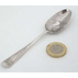 A mid 18thC silver fancy back tea spoon maker RP ( Robert Perth ? ) 4 1/2" (10g)