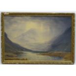 Indistinctly Signed Scottish School 1880, Watercolour, Highland Loch with cattle,