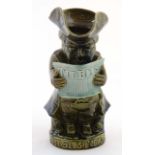 A William Ault Pottery Green Majolica, commemorative WW1 1917 'Tit-Bits Toby Jug' ,