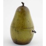 Treen : A tea caddy formed as a pear. 21stC.