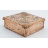 Decorative metalware : An Arts and crafts copper table snuff box with hinged lid and punch work