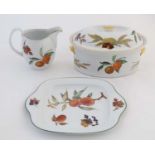 A collection of three pieces of 1980s Royal Worcester 'Evesham' pattern table wares, to include