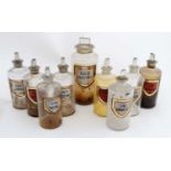 Apothecary / Pharmacists / Chemists Bottles: A collection of 9 late 19thC / early 20thC clear