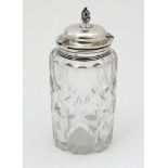 A Victorian cut glass cruet bottle / mustard pot with silver top Hallmarked 1841 maker Thomas