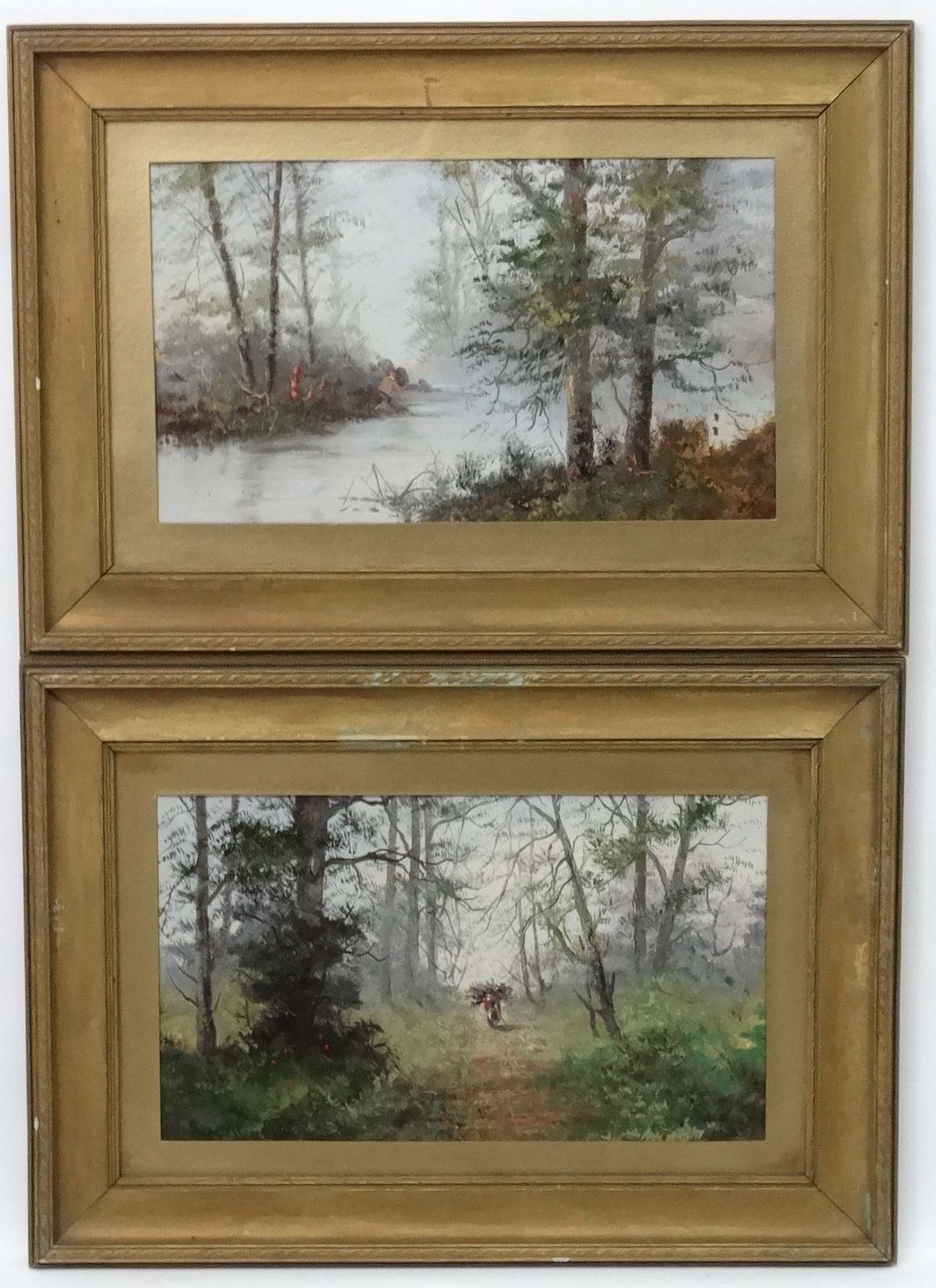 Circa 1900 English School, Oil on card, a pair,