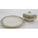 A c1906 Booth's Silicon China ''Green Dragon'' pattern number 4410 , oval platter and vegetable