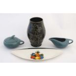 A collection of 4 ceramics to include a mid 20th C Royal Winton , Nassau dark green vase, and a