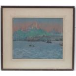 ' CK * English School ,Circa 1920, Pastel and pencil, Overlooking the River Bosphorus Istanbul /